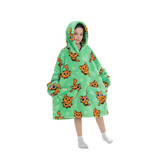 Kinder fleece deken met capuchon - katten