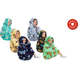 Kinder fleece deken met capuchon - haaien
