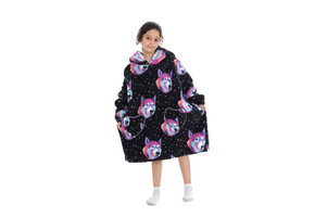 Kinder fleece deken met capuchon - wolven