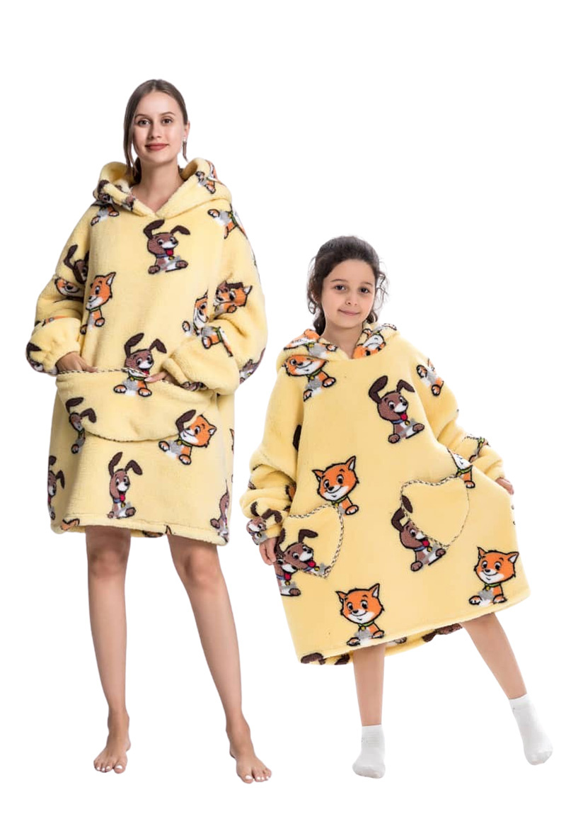 kinder fleece deken met capuchon - hond & kat