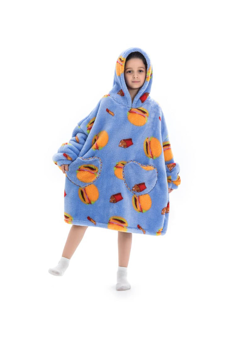 Kinder fleece deken met capuchon - fastfood