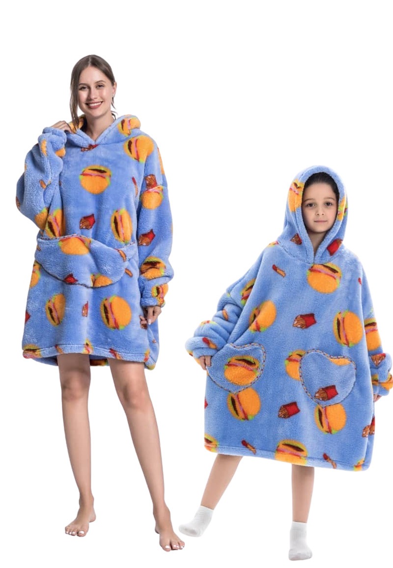 Kinder fleece deken met capuchon - fastfood