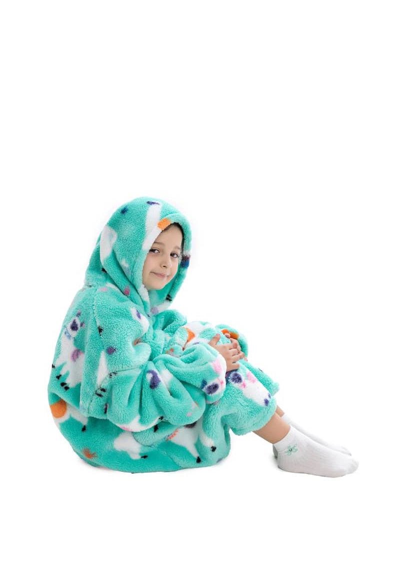 Kinder fleece deken met capuchon - Alpaca's