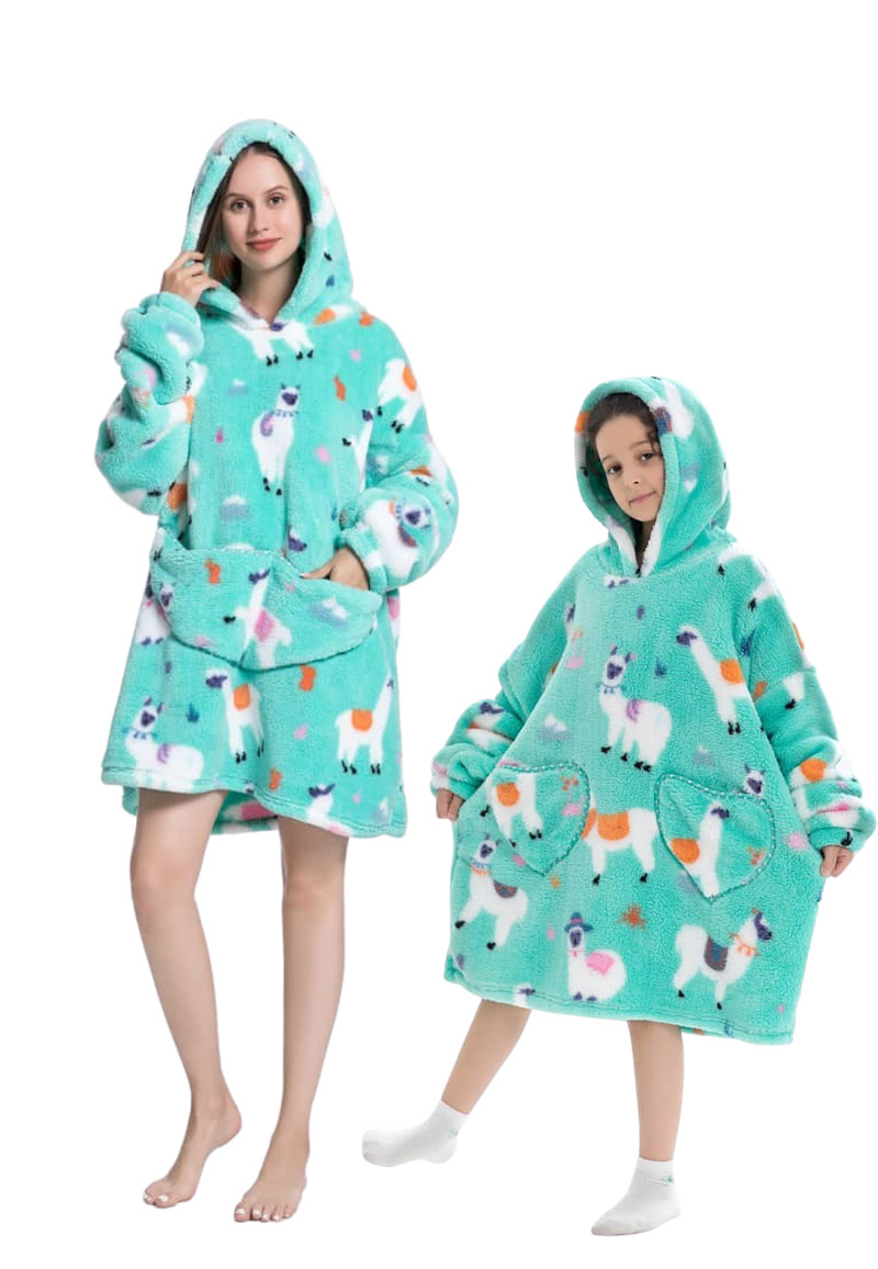 Kinder fleece deken met capuchon - Alpaca's