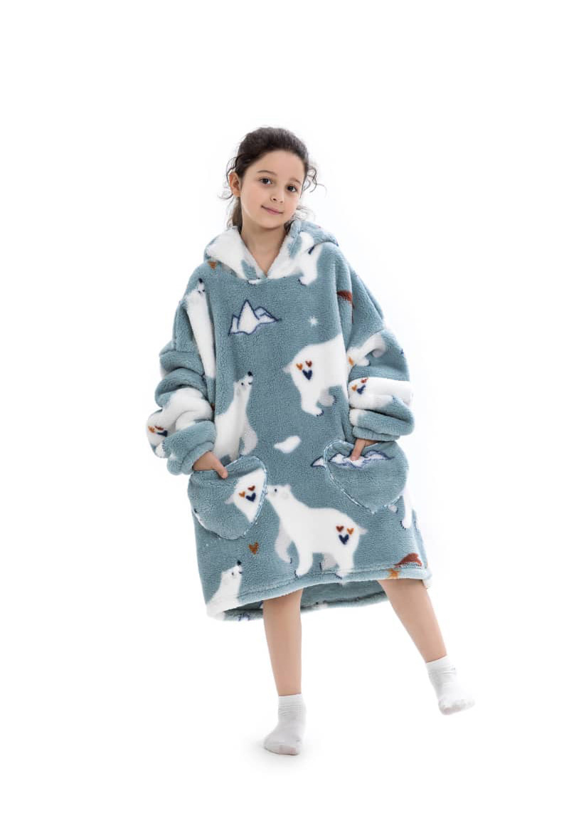Kinder snuggie deken met capuchon - ijsberen