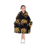 Kinder fleece deken met capuchon - tijgerkop