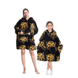 Kinder fleece deken met capuchon - tijgerkop