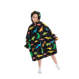 Kinder fleece deken met capuchon - dino's