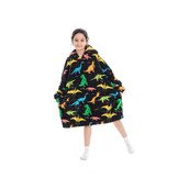 Kinder fleece deken met capuchon - dino's