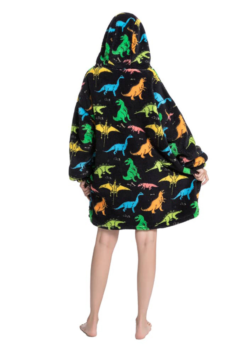 Kinder snuggie deken met capuchon - dino's