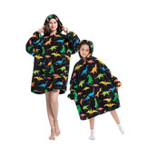 Kinder fleece deken met capuchon - dino's