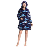 Fleece deken met capuchon - haaien