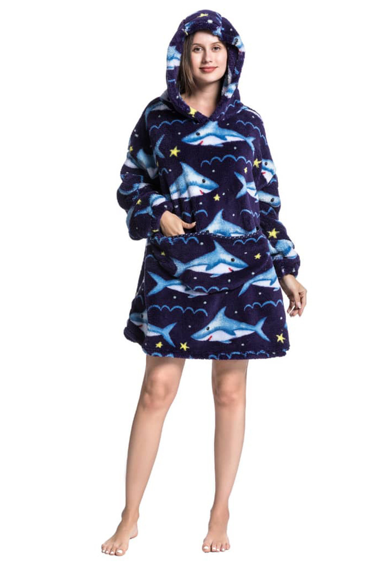 Snuggie deken met capuchon - haaien