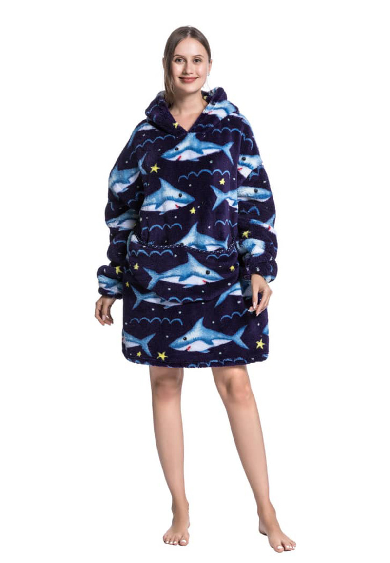 Snuggie deken met capuchon - haaien
