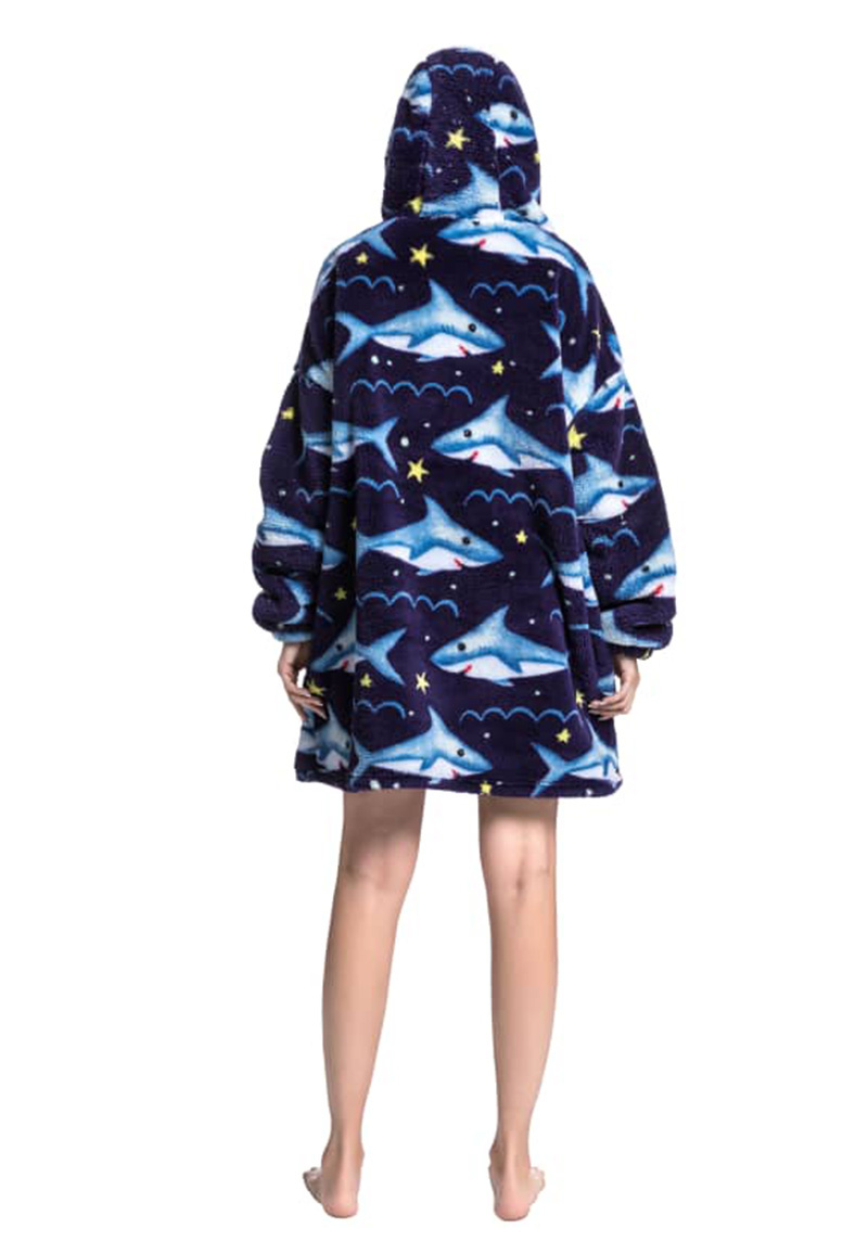 Snuggie deken met capuchon - haaien