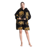 Fleece deken met capuchon - tijgerkop