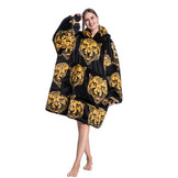 Fleece deken met capuchon - tijgerkop