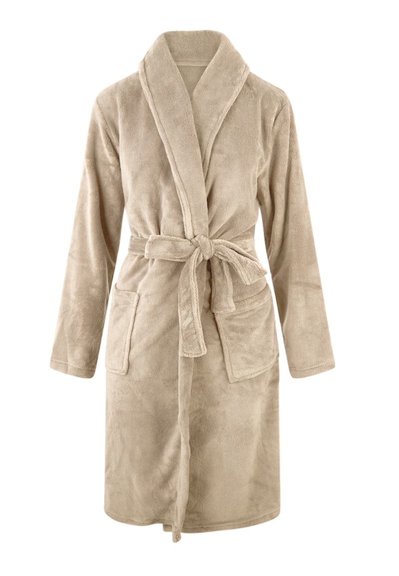 Zachte fleece badjas beige voor dames & heren – Relax Company