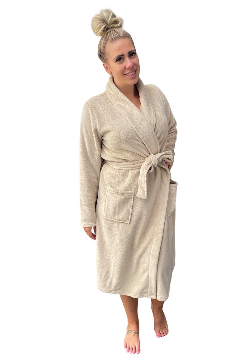 Zachte fleece badjas beige voor dames & heren – Relax Company