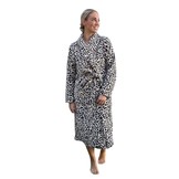 Damesbadjas panter zacht fleece