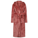 Charlie Choe fleece dames badjas koper met capuchon - lang model