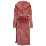 Charlie Choe fleece dames badjas koper met capuchon - lang model