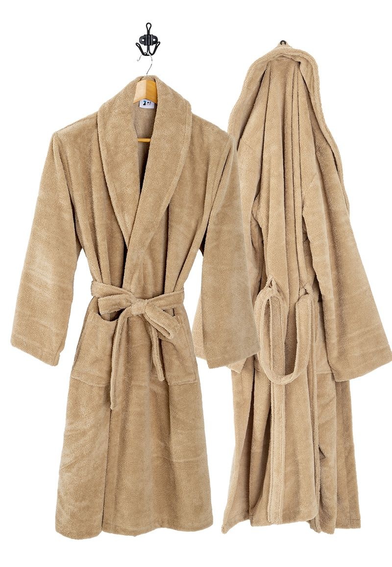 Zachte microvezel badjas zand - soft touche