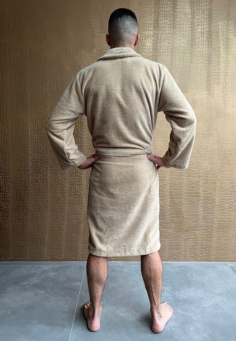Zachte microvezel badjas zand - soft touche