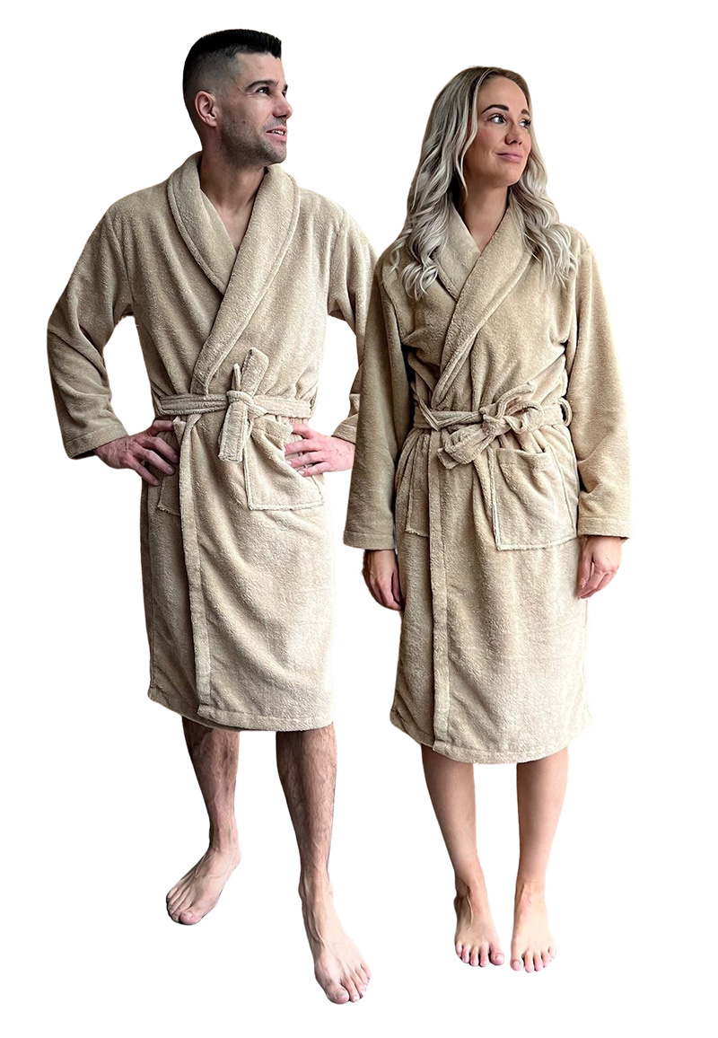 Zachte microvezel badjas zand - soft touche