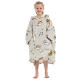 Fleece deken met mouwen & capuchon - kind - katjes