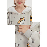 Fleece deken met mouwen & capuchon - kind - katjes