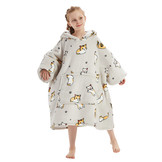 Fleece deken met mouwen & capuchon - kind - katjes