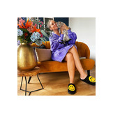 Fleece deken met mouwen & capuchon - paars