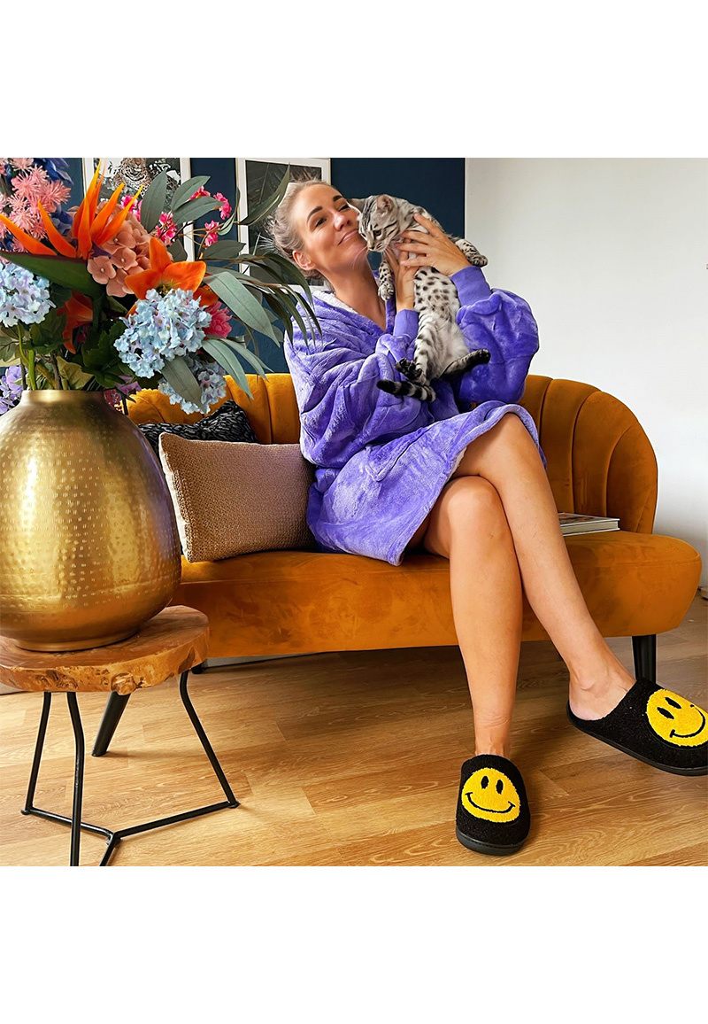 Luxe snuggie deken met capuchon - paars