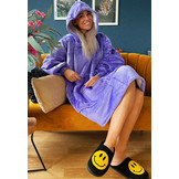 Fleece deken met mouwen & capuchon - paars