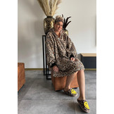 Fleece deken met mouwen & capuchon - leopard