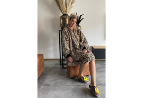 Fleece deken met mouwen & capuchon - leopard