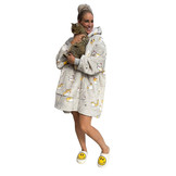 Fleece deken met mouwen & capuchon - katjes