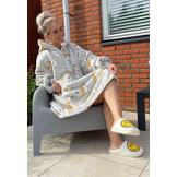 Fleece deken met mouwen & capuchon - katjes