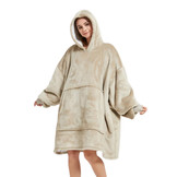 Luxe fleece deken met capuchon -  zandkleur