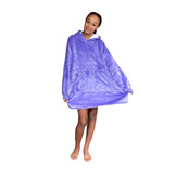 Fleece deken met mouwen & capuchon - kind - paars