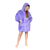 Fleece deken met mouwen & capuchon - kind - paars