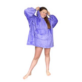 Fleece deken met mouwen & capuchon - kind - paars