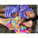 Fleece deken met mouwen & capuchon - kind - paars