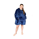Fleece deken met mouwen & capuchon - kind - blauw