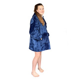Fleece deken met mouwen & capuchon - kind - blauw