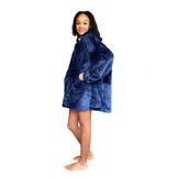 Fleece deken met mouwen & capuchon - kind - blauw