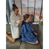 Fleece deken met mouwen & capuchon - kind - blauw