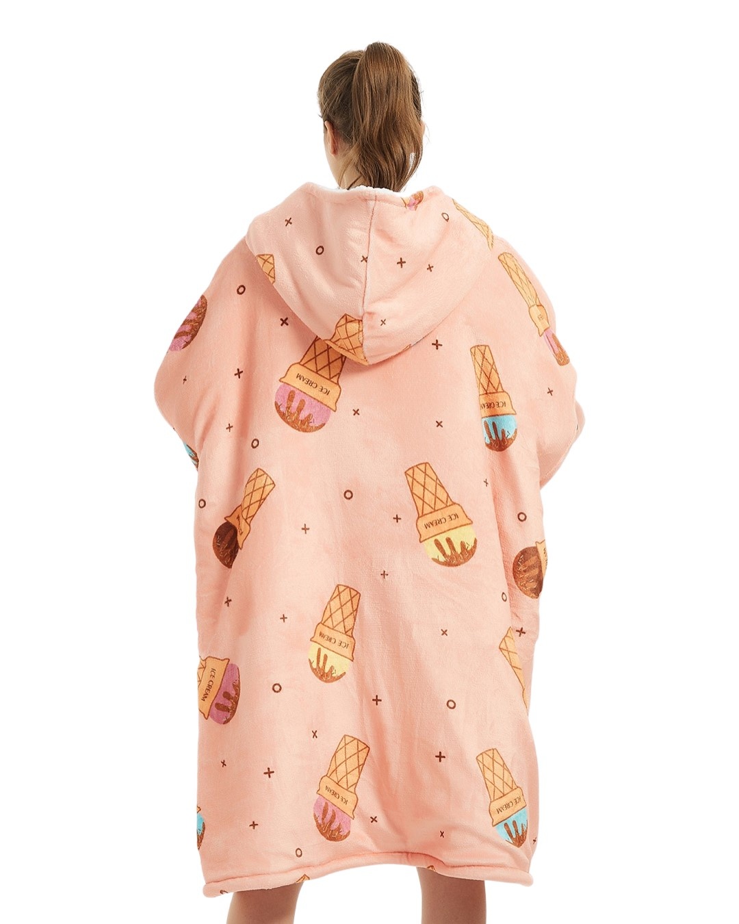 Luxe snuggie deken met capuchon - ijsjes
