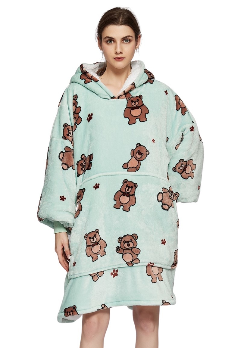 Luxe snuggie deken met capuchon - beren